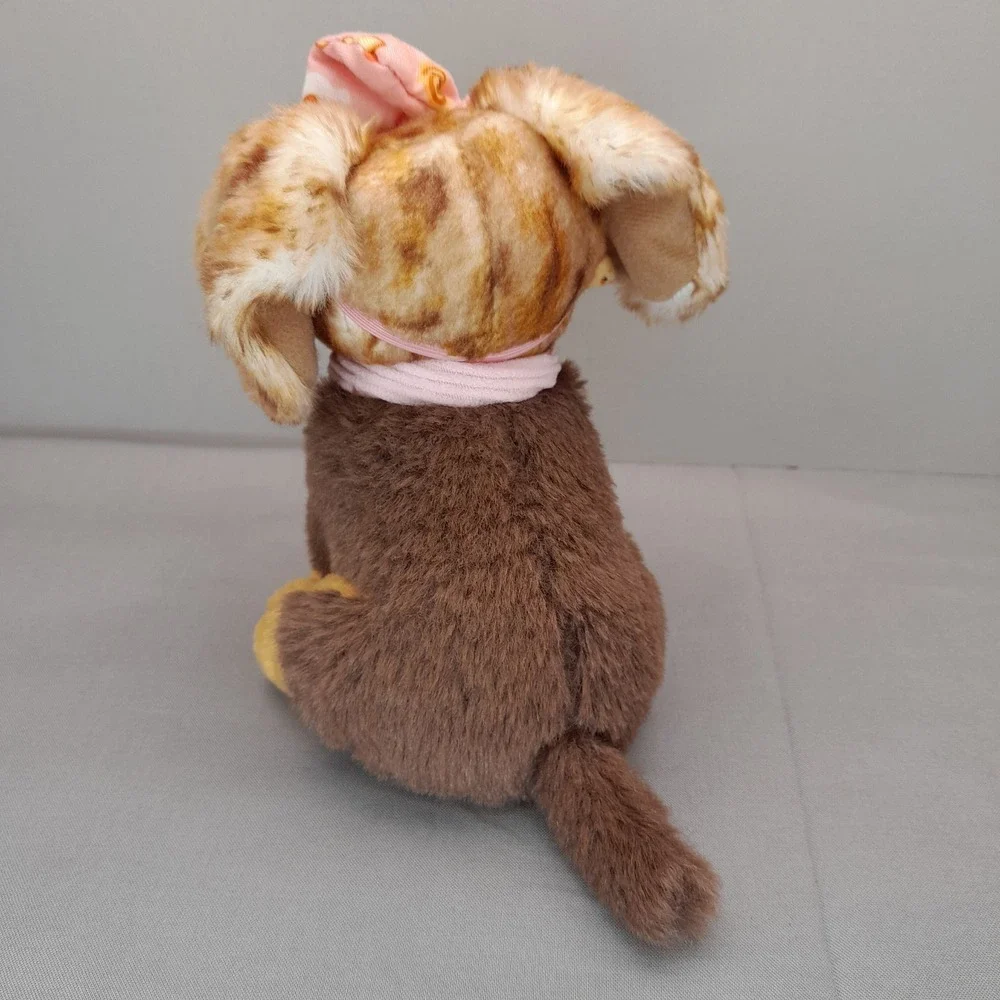 Our Generation Brown Spotted Plush Puppy Dog with Pink Bow and Collar 6 inch